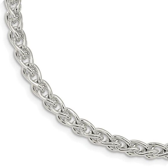 5.75mm Sterling Silver Polished Hollow Spiga Chain Necklace, 18 Inch - Picture 1 of 7